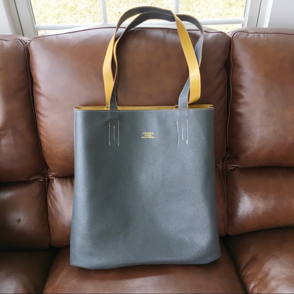 Hermès Gray Clemence Double Sens Tote Bag